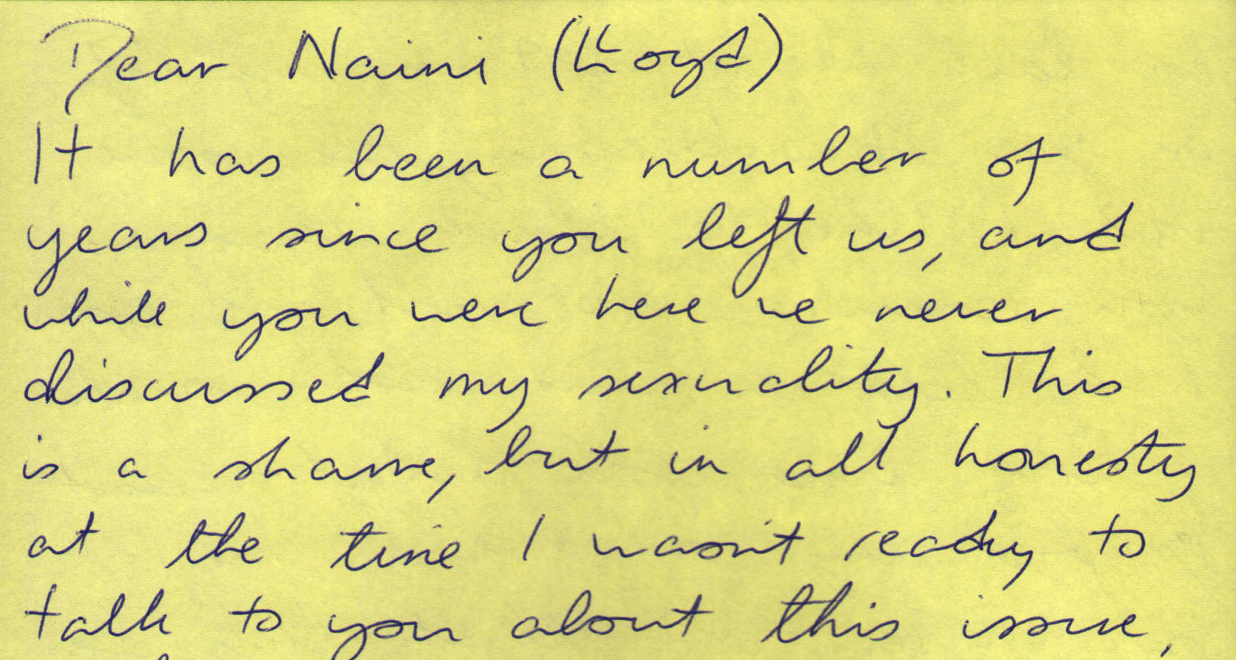 Letter to Naini Lloyd from anonymous