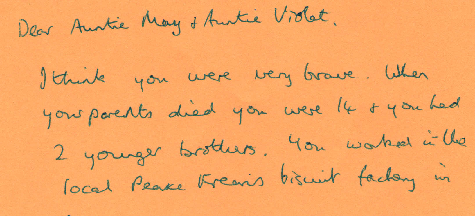 Letter to Auntie May,Auntie Violet from June Westley
