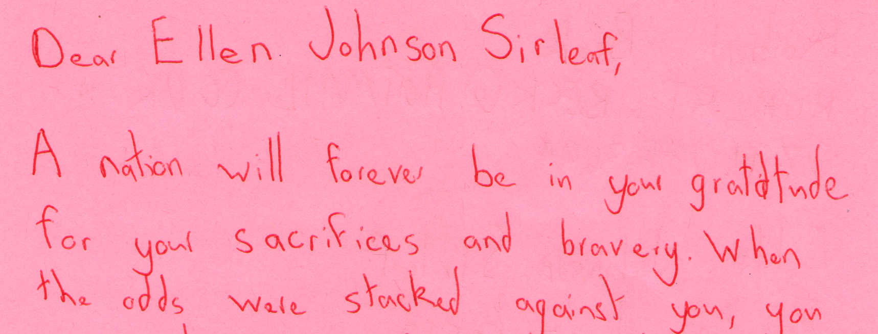 Letter to Ellen Johnson Sirleaf from Robert Beck