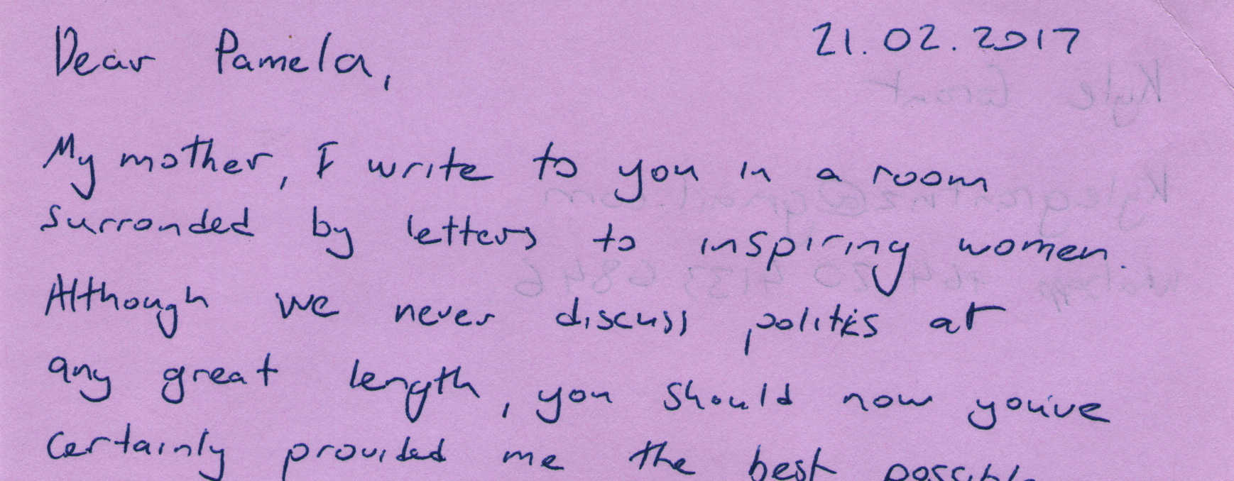 Letter to Pamela Grant from Kyle Grant